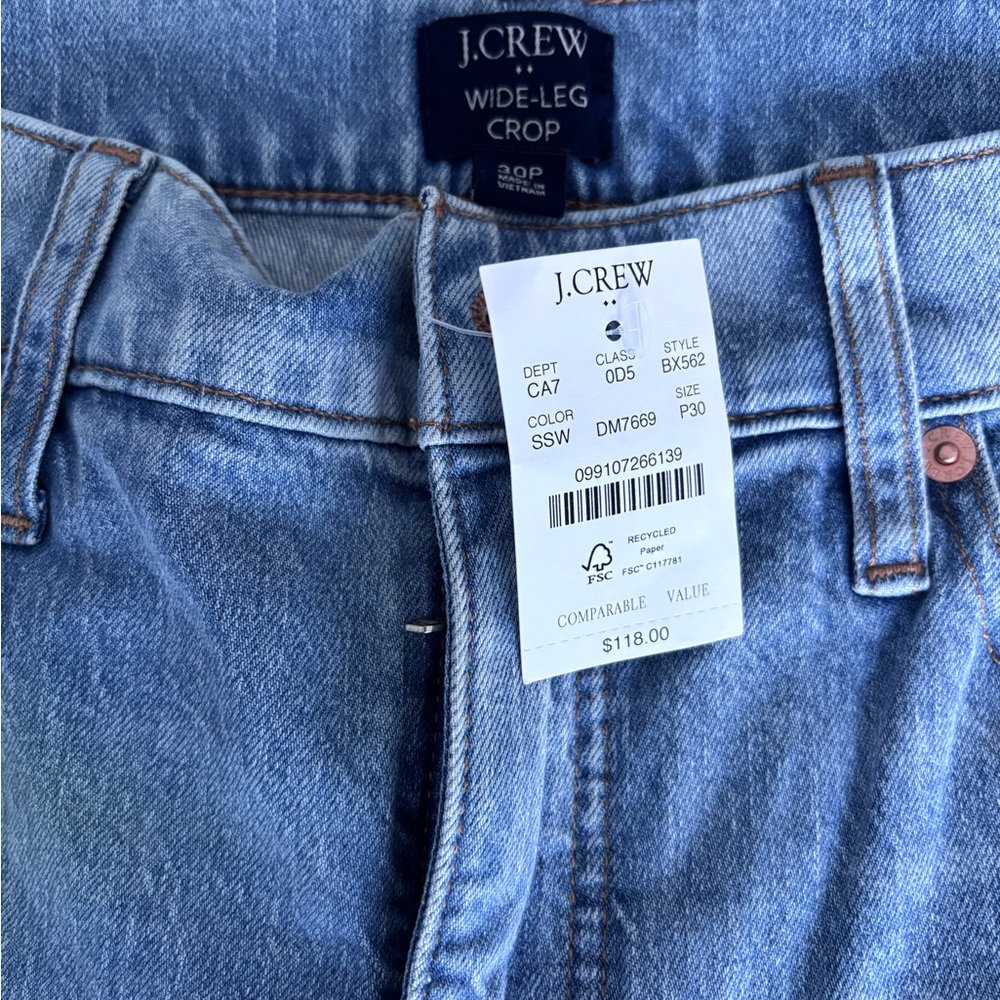 J. Crew Light Blue Wide-Leg Crop Jeans